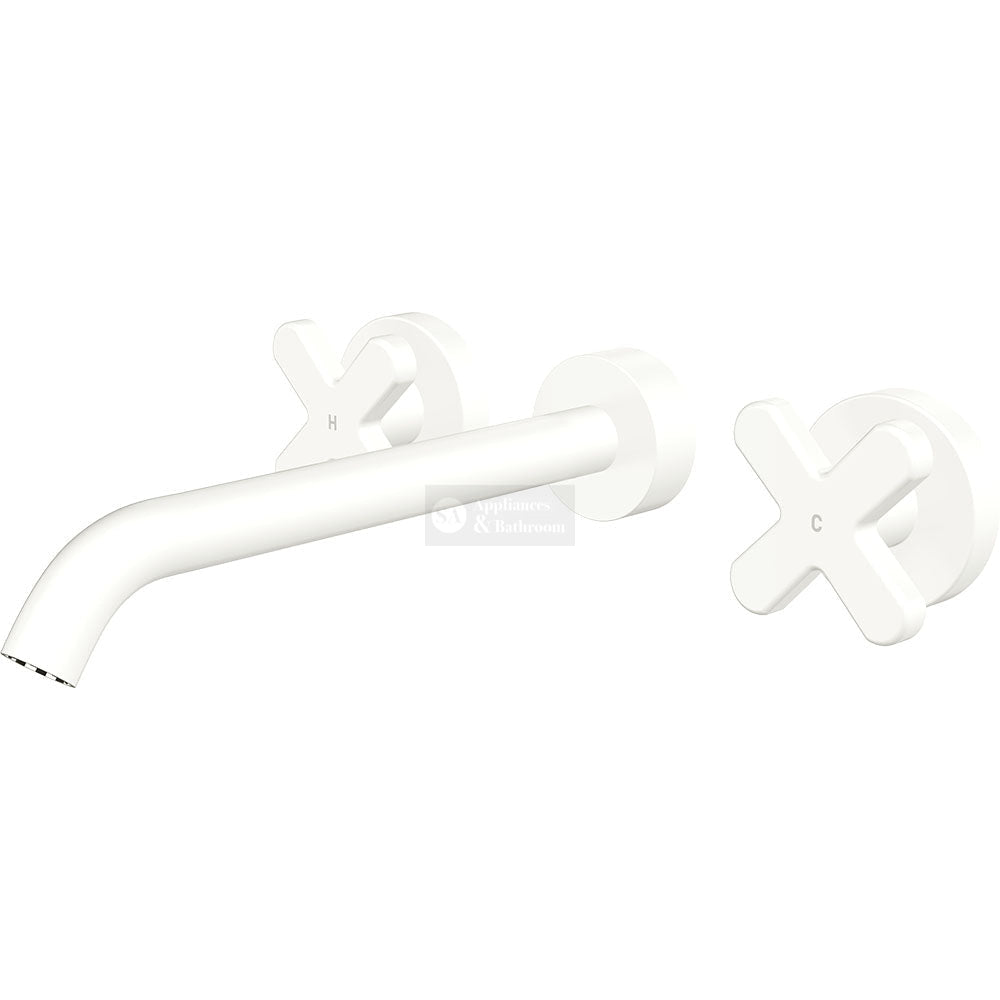 Fienza 343102MW-220-LF Kaya Wall Set Cross Taps 220mm Matte White