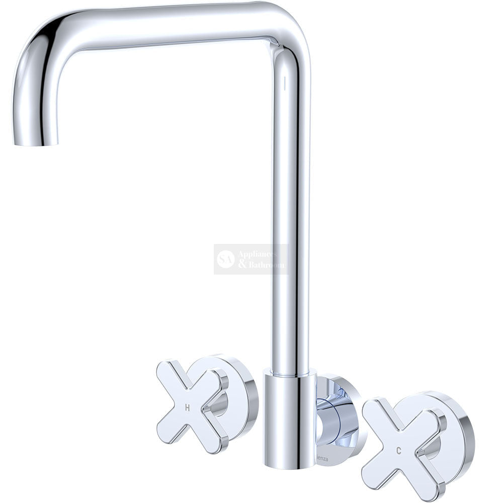 Fienza 343105-LF Kaya Squareline Wall Set Cross Taps Chrome