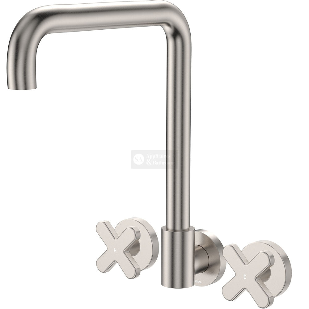 Fienza 343105BN-LF Kaya Squareline Wall Set Cross Taps Brushed Nickel