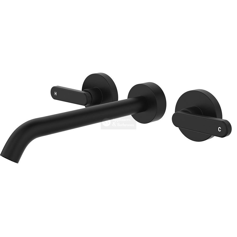 Fienza 344102B-220-LF Kaya Wall Set Lever Taps 220mm Matte Black