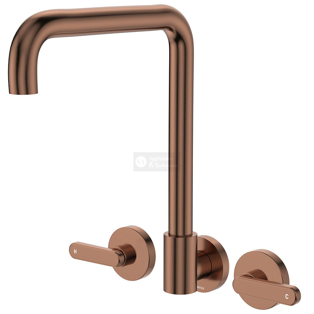 Fienza 344105CO-LF Kaya Squareline Wall Set Lever Taps Brushed Copper