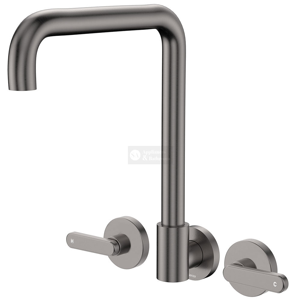 Fienza 344105GM-LF Kaya Squareline Wall Set Lever Taps Gun Metal