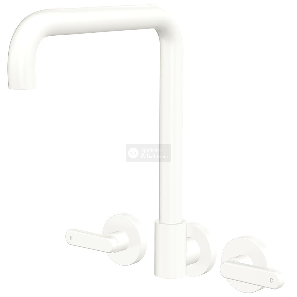 Fienza 344105MW-LF Kaya Squareline Wall Set Lever Taps Matte White