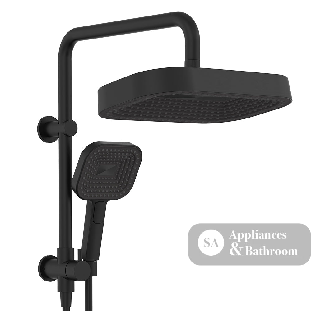 Fienza 434140B Kuro Twin Half-Rail Shower Soft Square Head Matte Black
