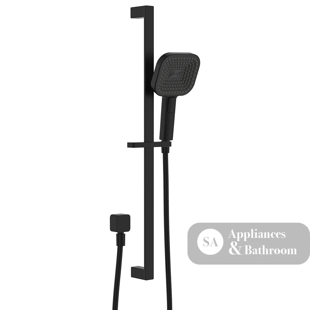 Fienza 444139B Kuro Rail Shower Soft Square Head Matte Black