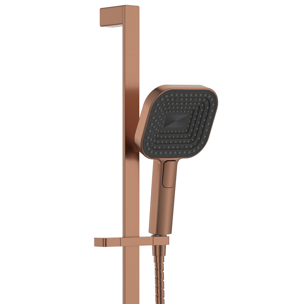 Fienza 444139CO Kuro Rail Shower Soft Square Head Brushed Copper