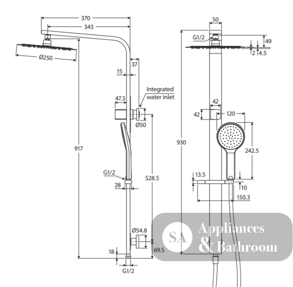 Fienza Kaya Deluxe Twin Shower Chrome 455119 Showers