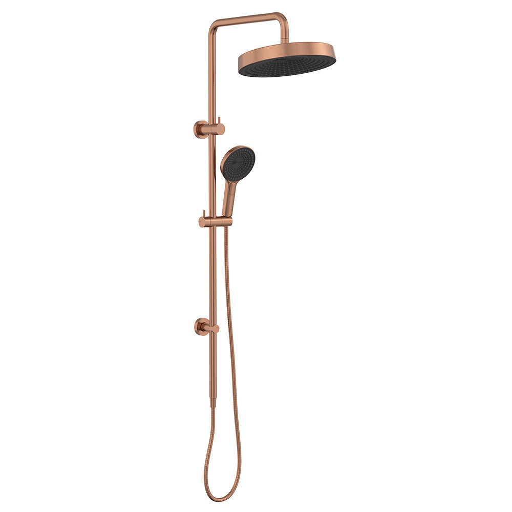 Fienza 455138CO Kuro Twin Shower Round Head Brushed Copper
