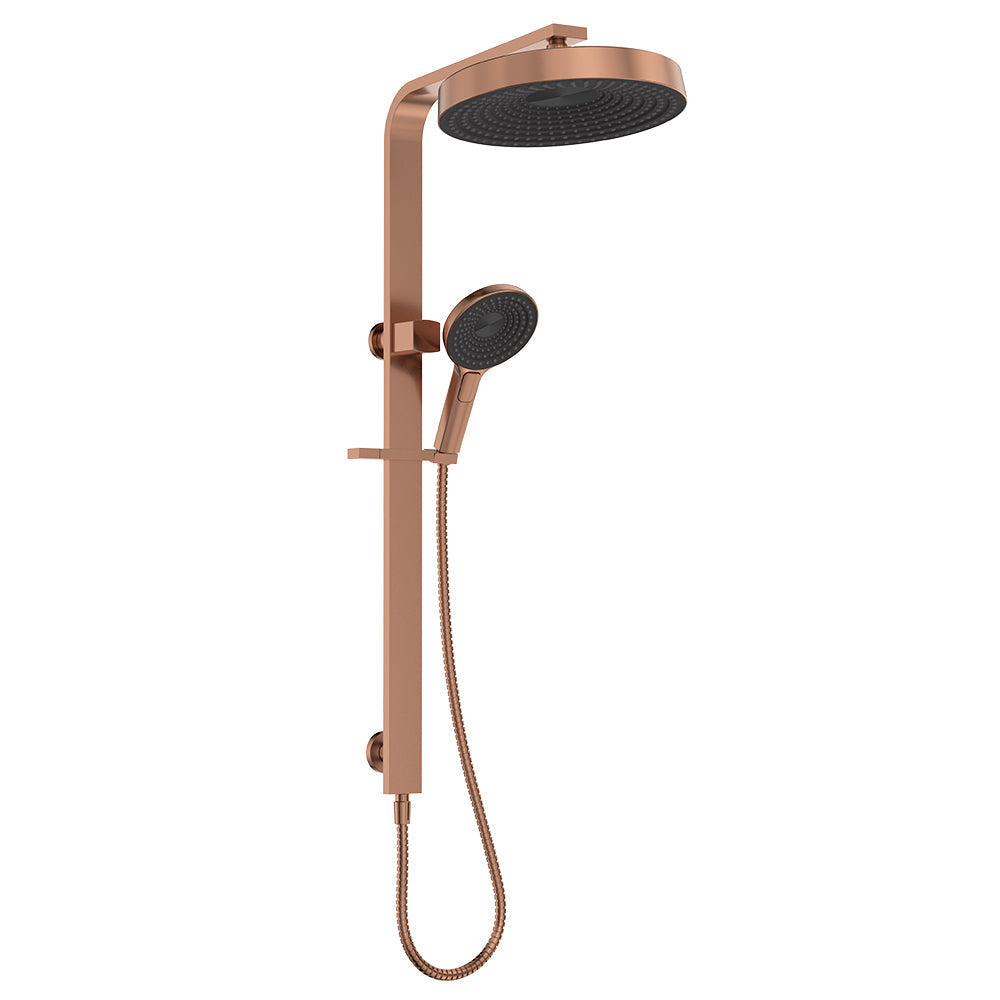Fienza 455140CO Kuro Deluxe Twin Shower Round Head Brushed Copper