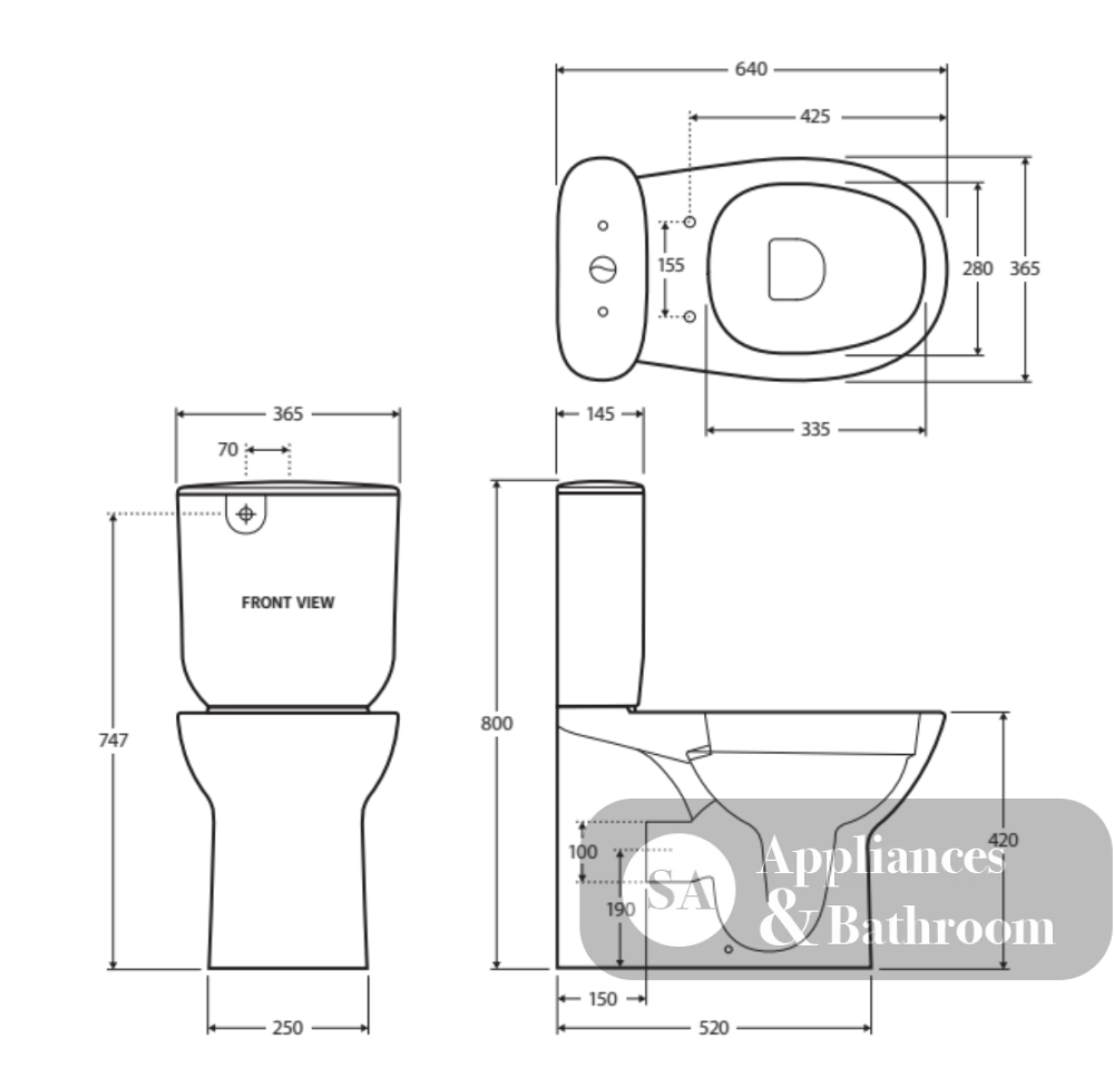 Fienza 576139W Morning Back To Wall Toilet Suite P Trap Bottom Inlet Alpine White - Toilet Suites