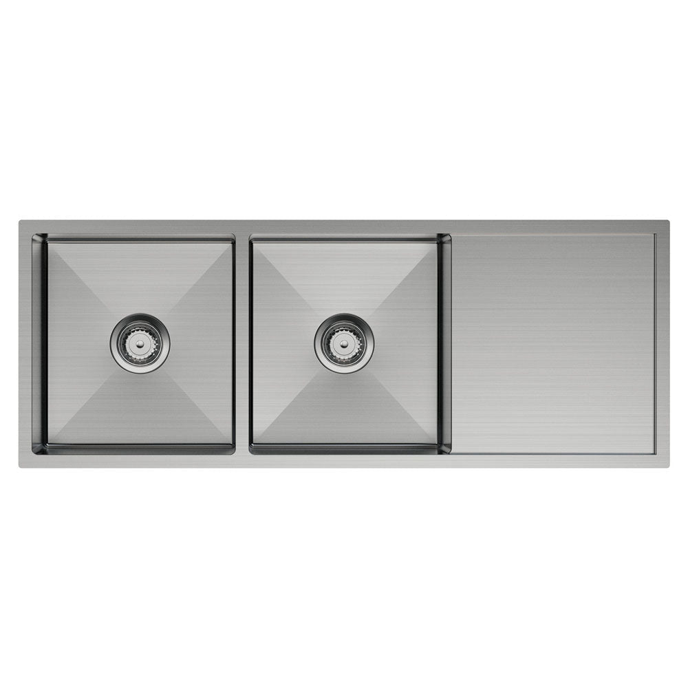 Fienza 68408 Hana 29L/29L Double Kitchen Sink with Drainer - Top Mounted Kitchen Sinks