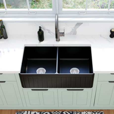 Fienza 68709 Benson Double Butler Sink Matte Black - Special Order Kitchen Sinks