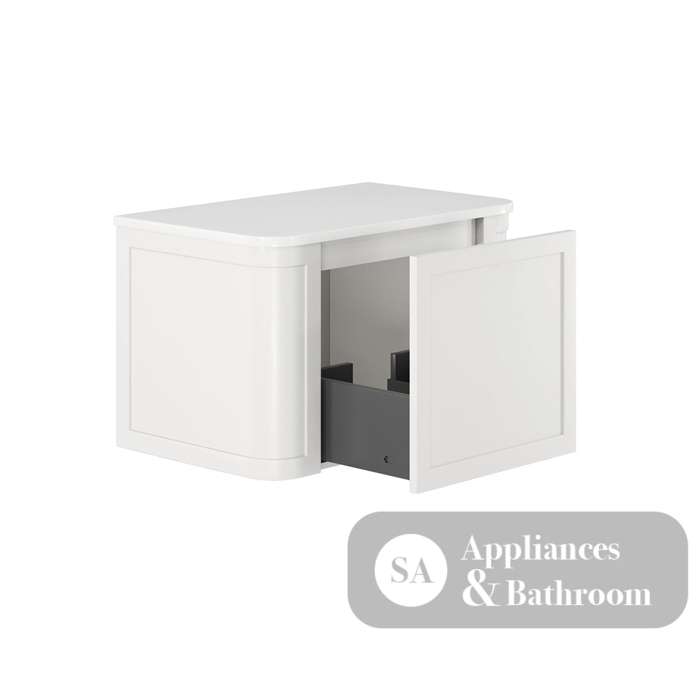 Fienza 75CM Mila Curved Satin White 750 Wall Hung Cabinet - Vanity Units