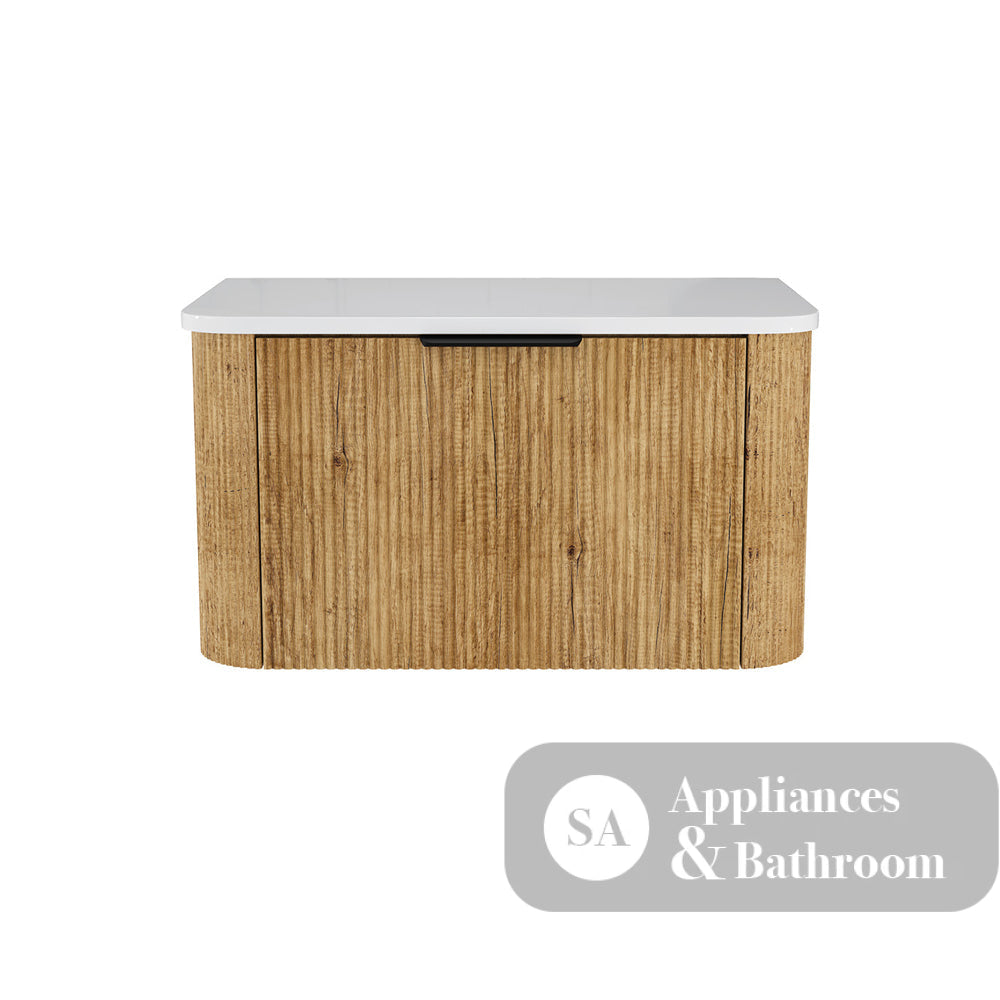 Fienza 75US-C Minka Curved Scandi Oak 750 Wall Hung Cabinet - Vanity Units