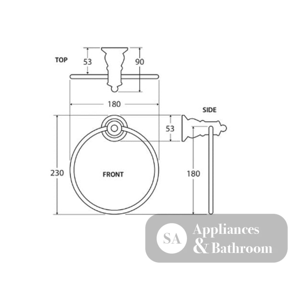Fienza 81002 Lillian Towel Ring Chrome - Hand Towel Holder