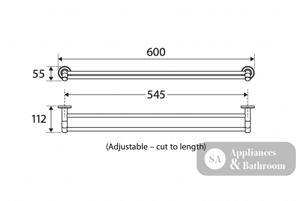 Fienza 8280860 Kaya Double Towel Rail 600mm Chrome - Accessories