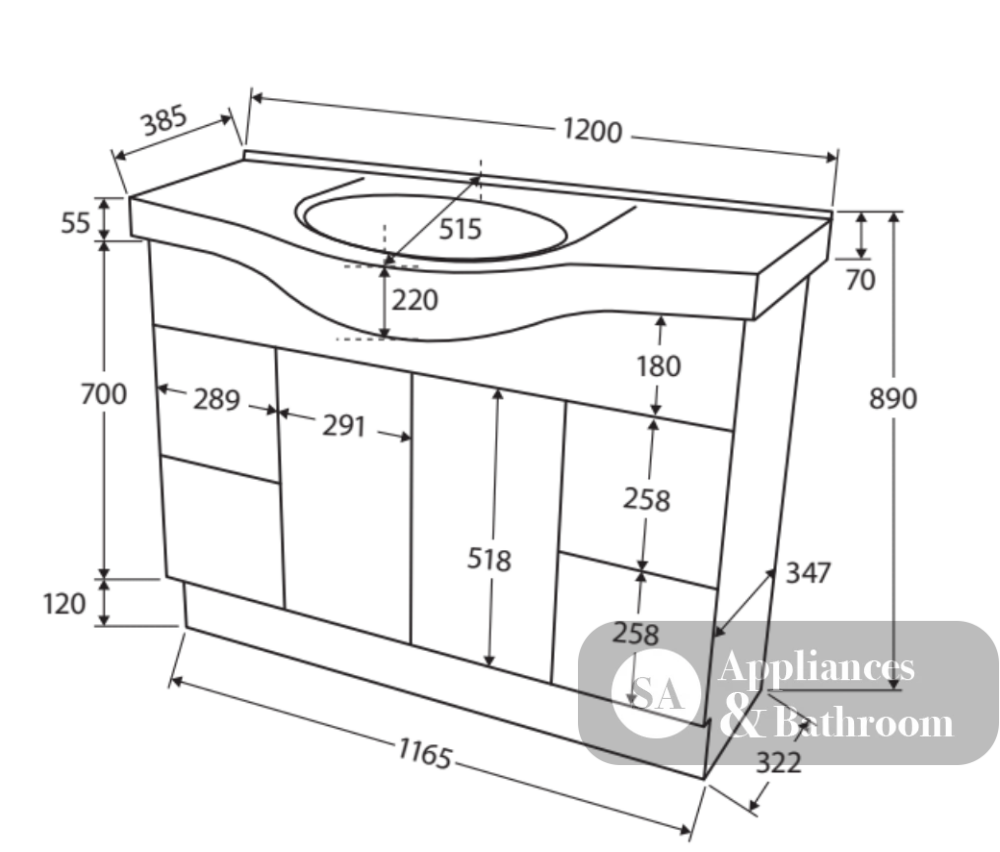 Fienza Antonio 120EKG 1200mm White Vanity Unit with Glass Doors - Vanity Units