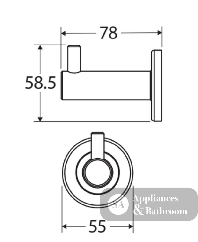 Fienza Axle Robe Hook Brushed Nickel 83104Bn Bathroom Accessories