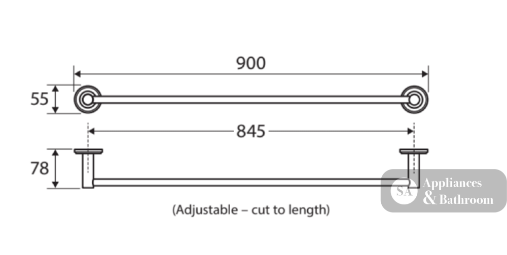 Fienza Axle Single Towel Rail 900mm 83101BN - Brushed Nickel - Towel Rail