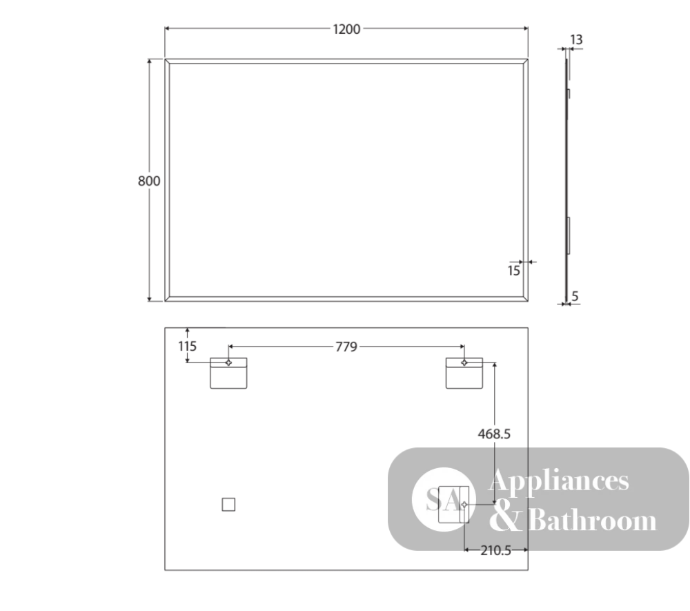 Fienza BEM-12080 Bevel Edge Rectangular Mirror 1200 x 800mm - Mirrors