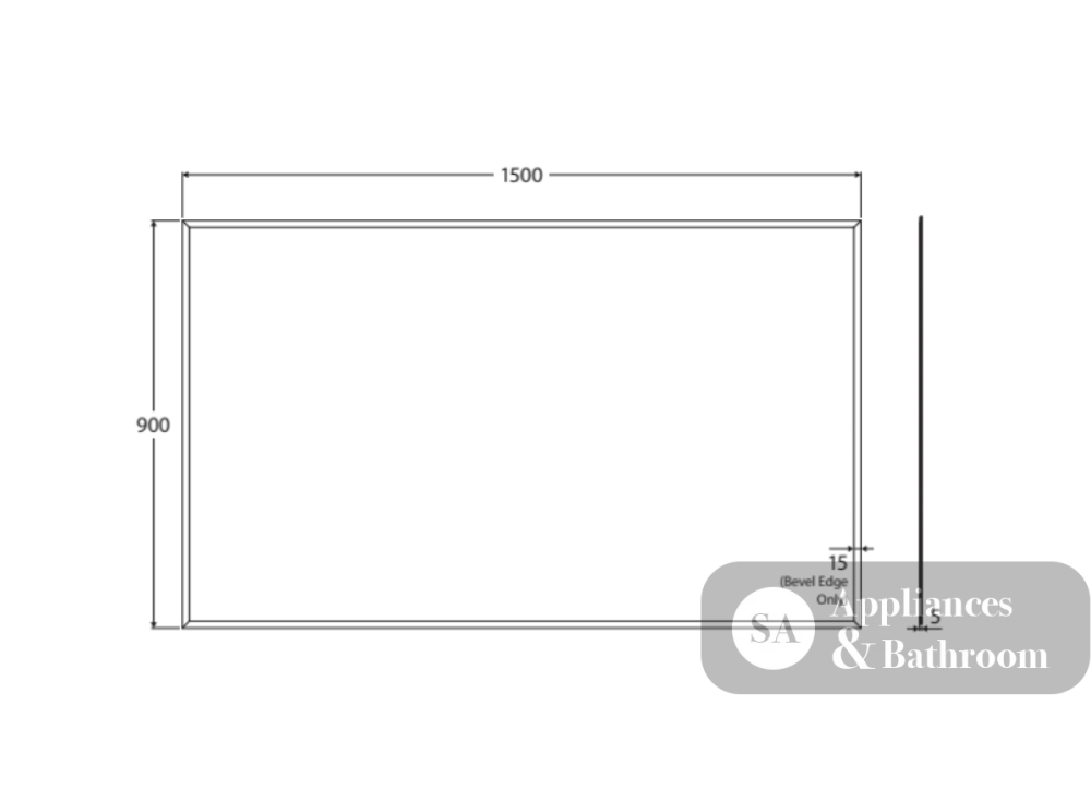 Fienza BEM15090G Bevel Edge Rectangular Glue-On Mirror 1500 x 900mm - Mirrors