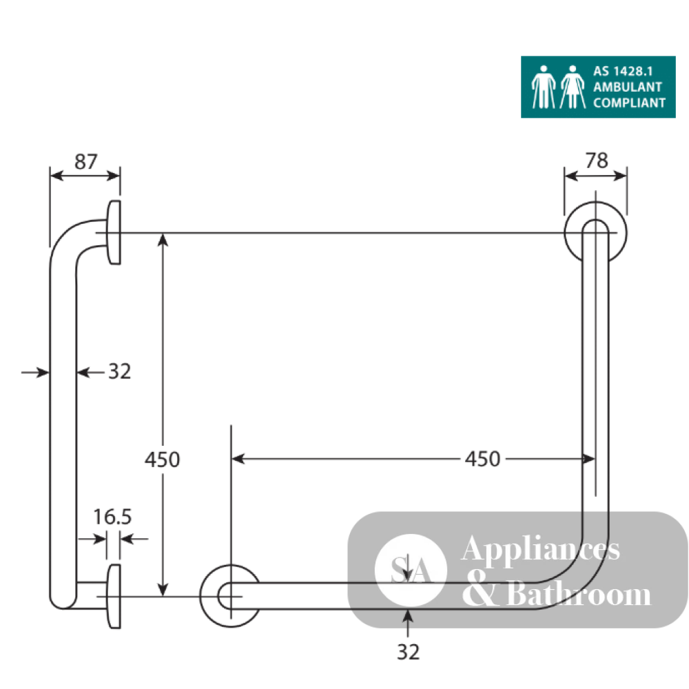 Fienza CARE3A Ambulant Back to Wall Toilet Care Kit S-Trap 90-160 - Back-to-Wall Toilet
