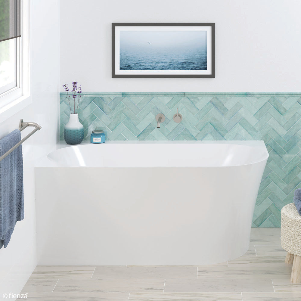 Fienza Chloe Acrylic Corner Bath 1400mm FR75-1400R-OF - Gloss White - Back To Wall Bath