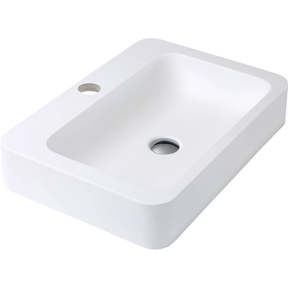 Fienza CSB010-3 Rondo 600mm 3 Tap Hole Cast Stone Above Counter Basin Matte White - Basins
