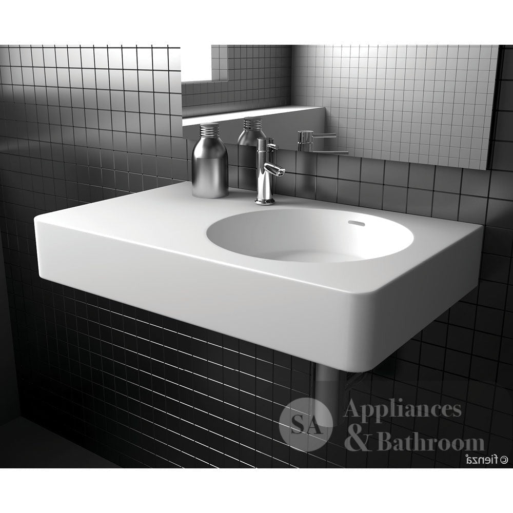 Fienza CSB11-70R Encanto 700 Cast Stone Wall Basin One Tap Hole Right Bowl - Basins