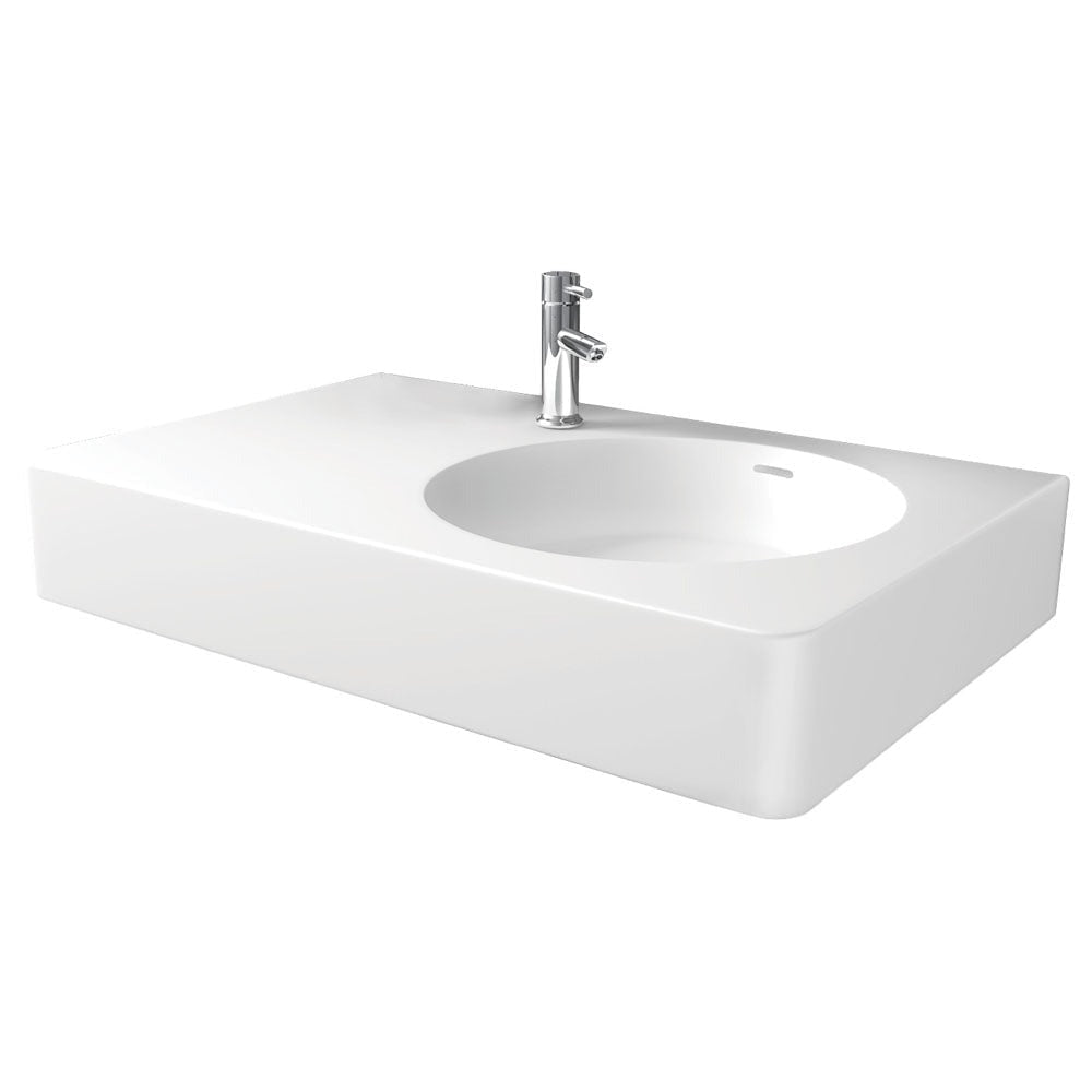 Fienza CSB11-70R Encanto 700 Cast Stone Wall Basin One Tap Hole Right Bowl - Basins