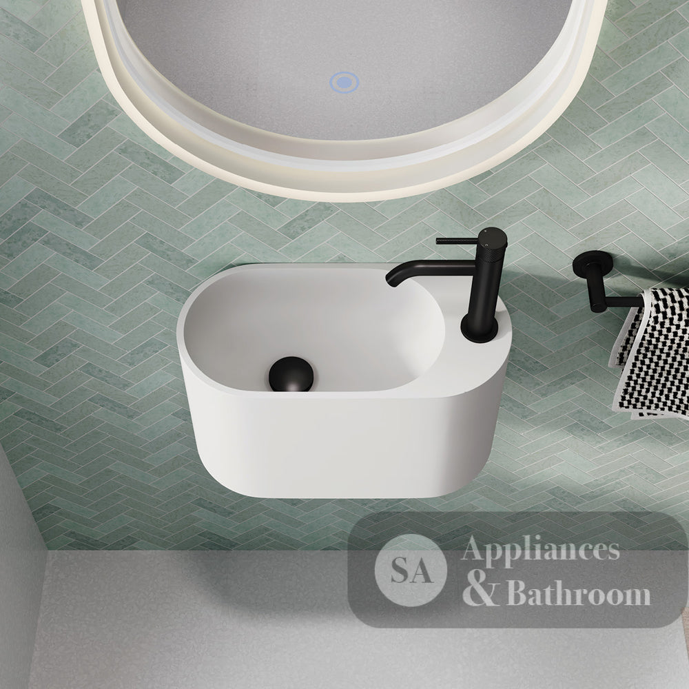 Fienza CSB311-1 Ari Cast Stone Wall Basin One Tap Hole - Basins