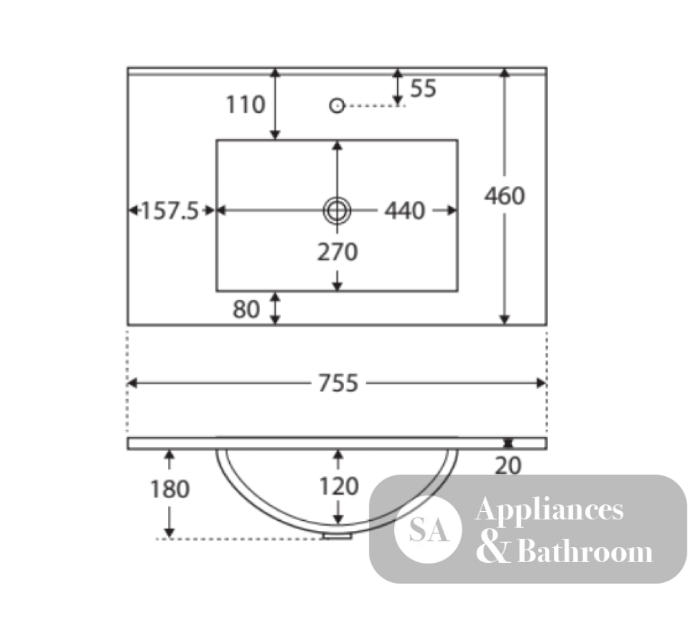 Fienza Dolce Edge Tcl75Skr Scandi Oak 750Mm Vanity With Kickboard Right Drawers - Special Order