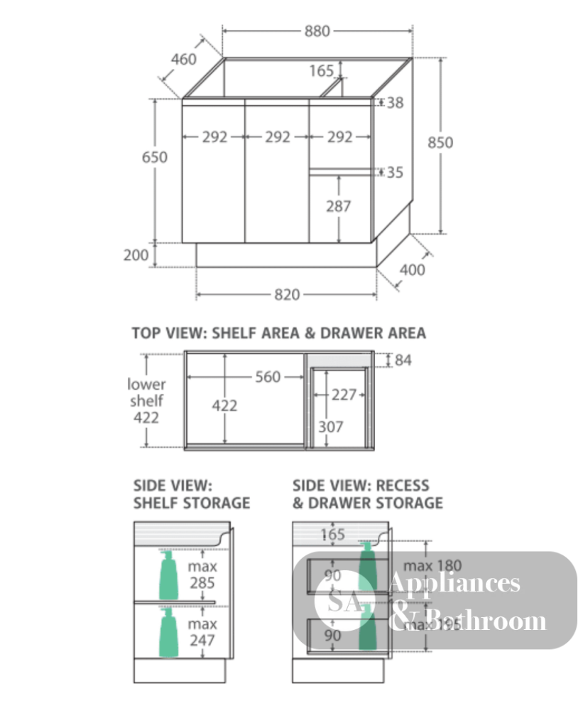 Fienza Dolce Edge Tcl90Skr 900Mm Scandi Oak Vanity With Kickboard Right Drawers - Special Order