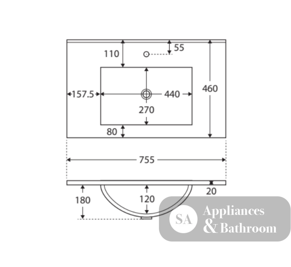 Fienza Dolce Tcl75Fl 750Mm White Fingerpull Wall Hung Vanity Left Hand Drawers - Special Order Units