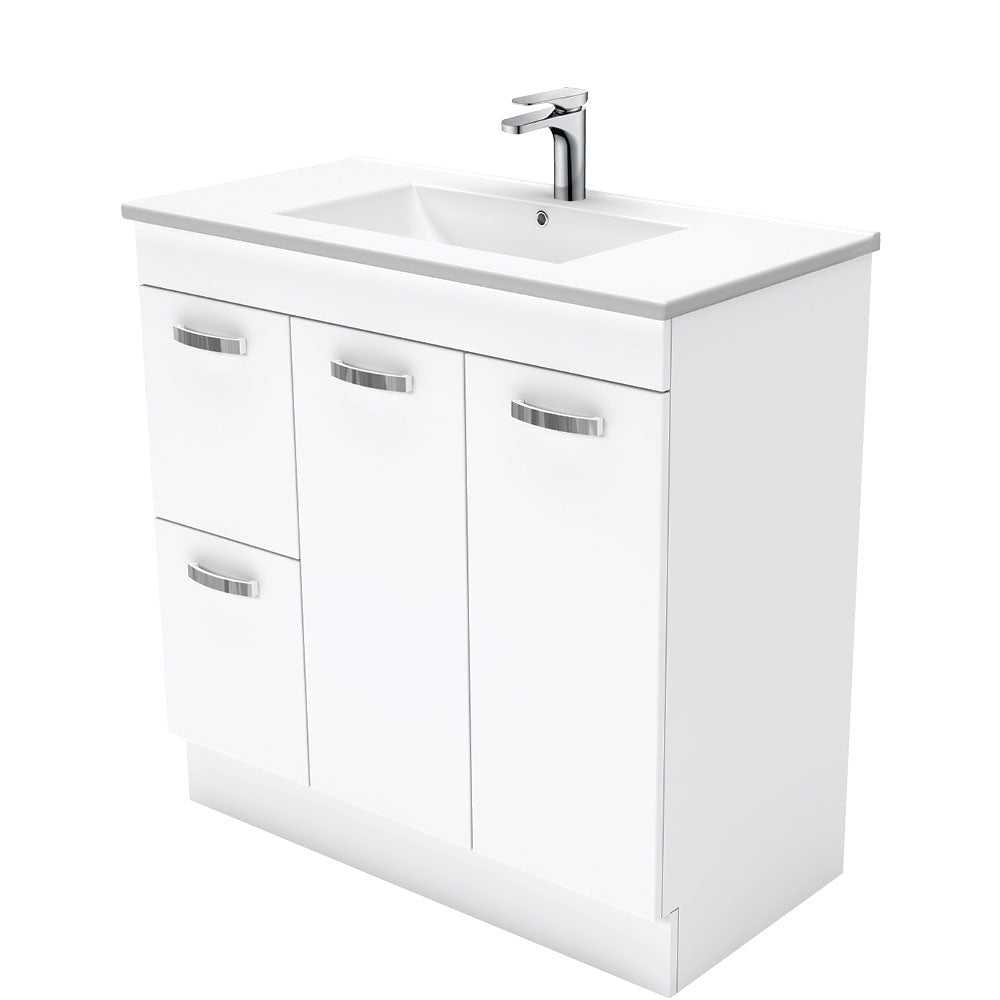 Fienza Dolce Tcl90Nkwl 900Mm White Vanity With Kicker Left Hand Drawer - Special Order Units