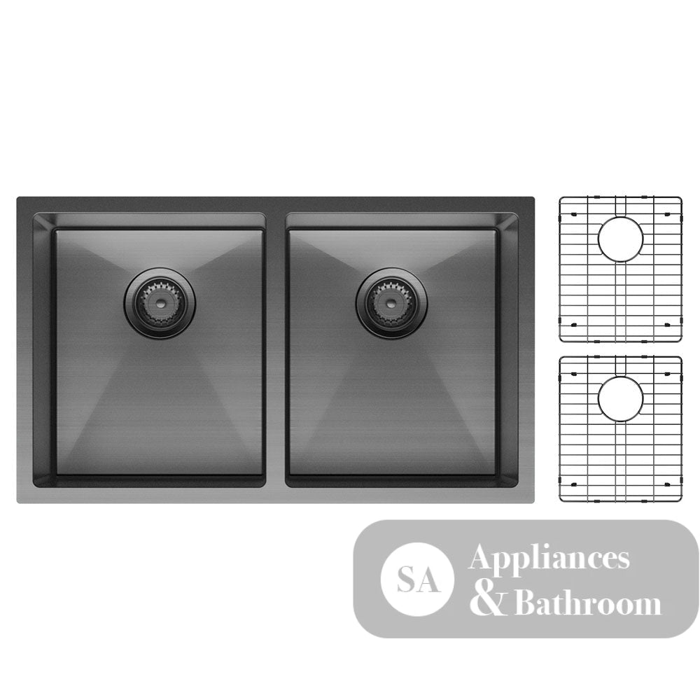 Fienza Double Bowl Kitchen Sink Carbon Metal 68403Cm - Special Order Top Mounted Sinks