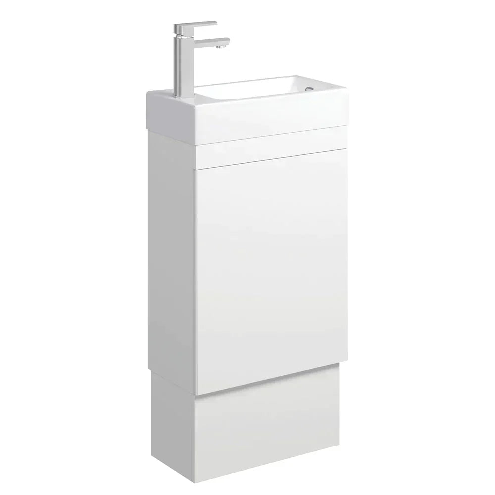 Fienza Edge 45RWK-OF Satin White 450mm Vanity with Kickboard With Overflow - Vanity Units