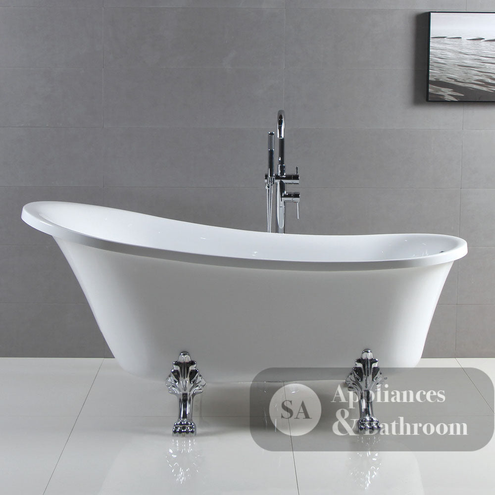 Fienza FR2550-1500C 1500mm Clawfoot Freestanding Acrylic Bath Chrome Feet - Freestanding Bath