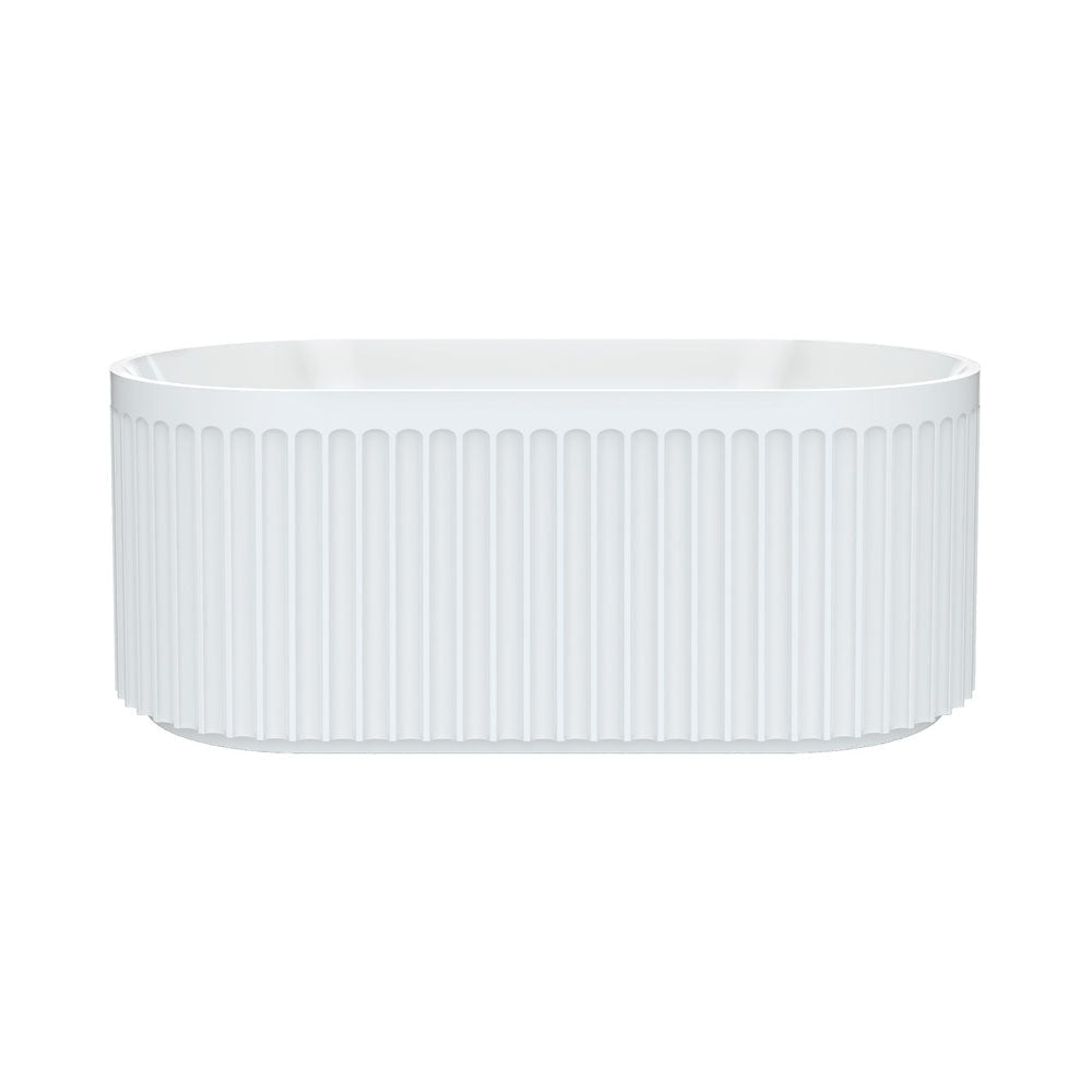 Fienza FR711-1500-OF Eleanor Fluted Freestanding Acrylic Bath 1500mm Gloss White - Freestanding Bath