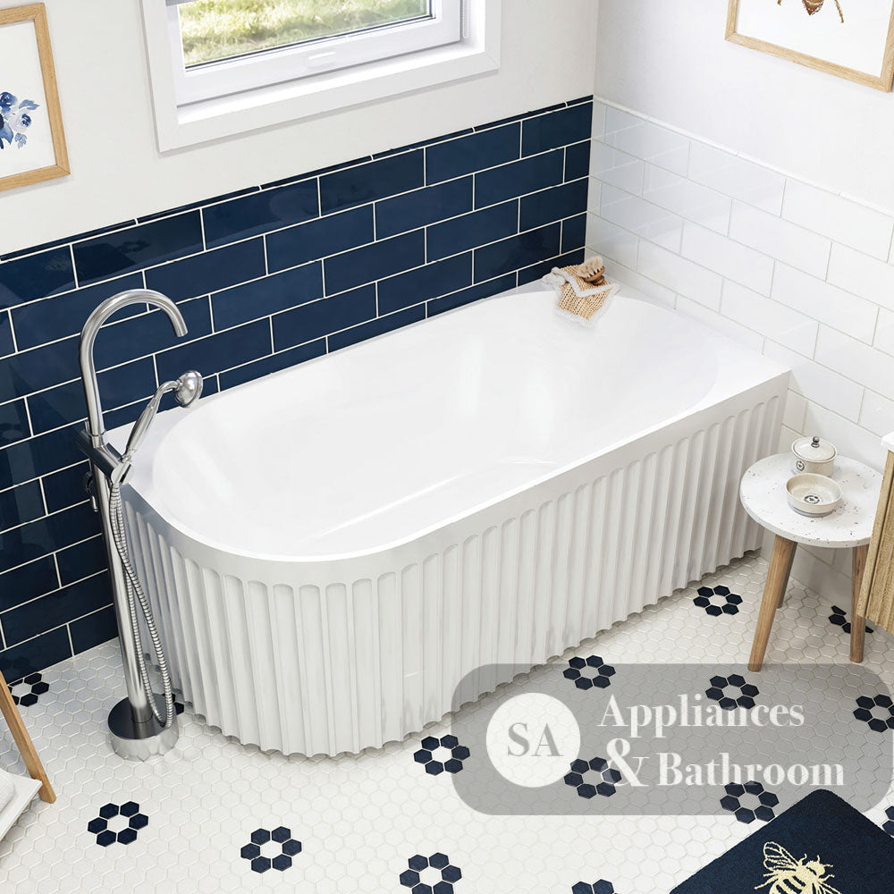 Fienza FR713-1500L-OF Eleanor Fluted Left-Hand Acrylic Corner Bath 1500mm - Corner Baths
