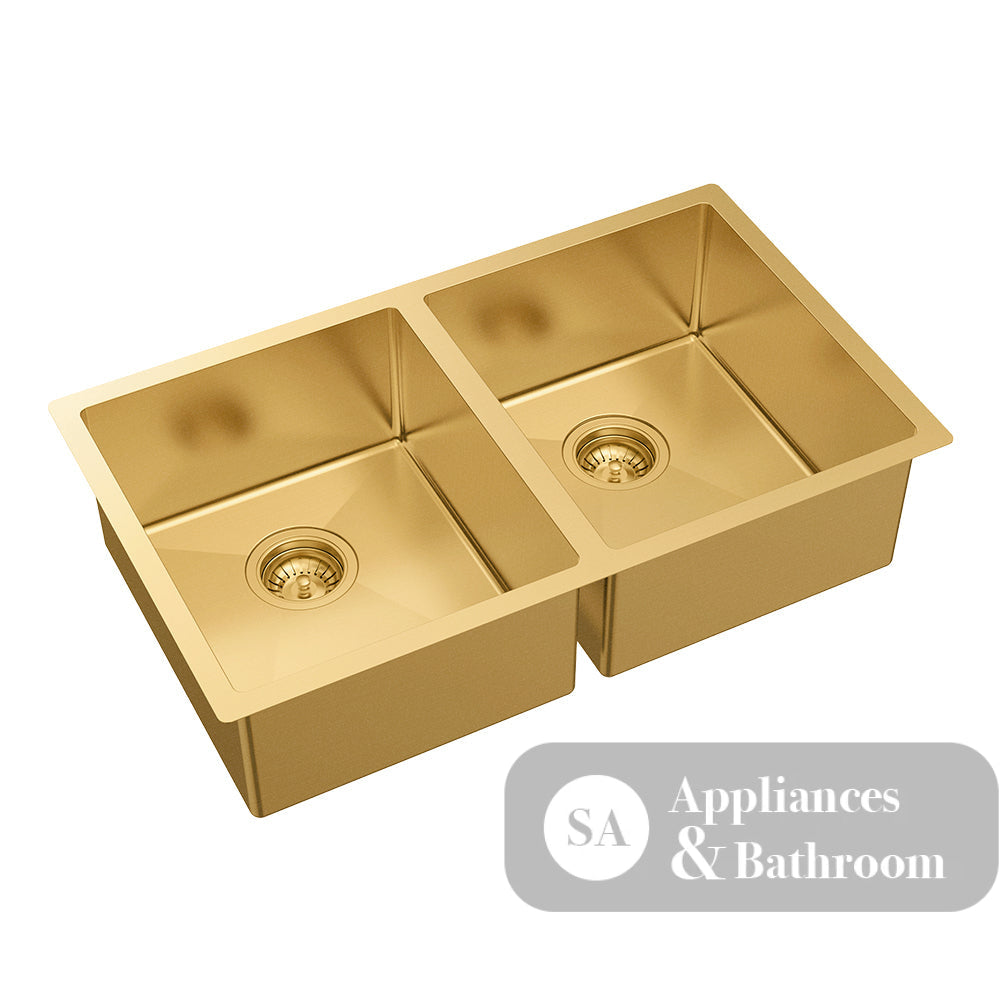 Fienza Hana 68403RB 27L/27L Double Kitchen Sink Rugged Brass