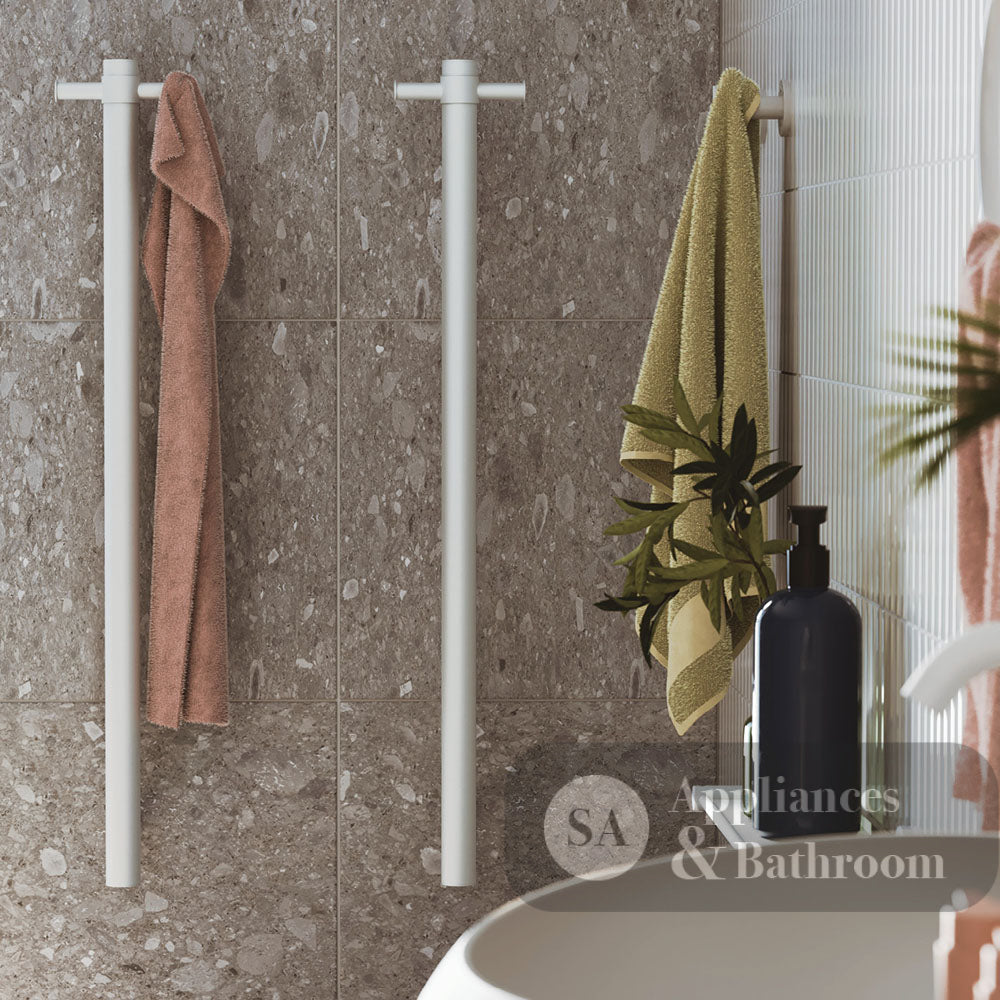 Fienza Isabella 827900MW Vertical Heated Towel Rail 100 x 900mm Matte White