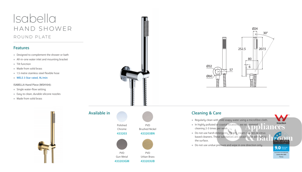 Fienza Isabella Hand Shower - Chrome - Hand Shower