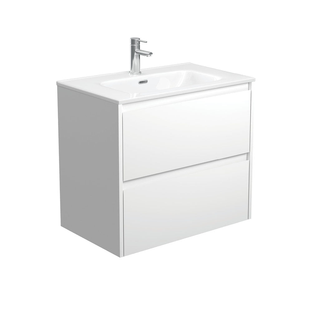 Fienza JOL75BW Joli 750mm Satin White Wall Hung Vanity 1 Taphole - Vanity Units