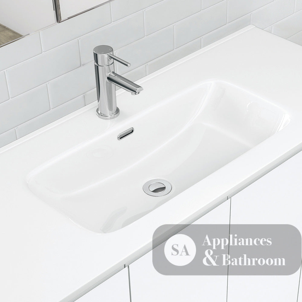 Fienza JOL90ZL Joli 900mm Fingerpull Wall-Hung Vanity Left Drawers Satin White - Vanity Units