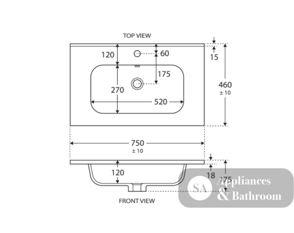 Fienza Joli Jol75T 750Mm Hampton White Wall Hung Vanity Unit - Special Order Units