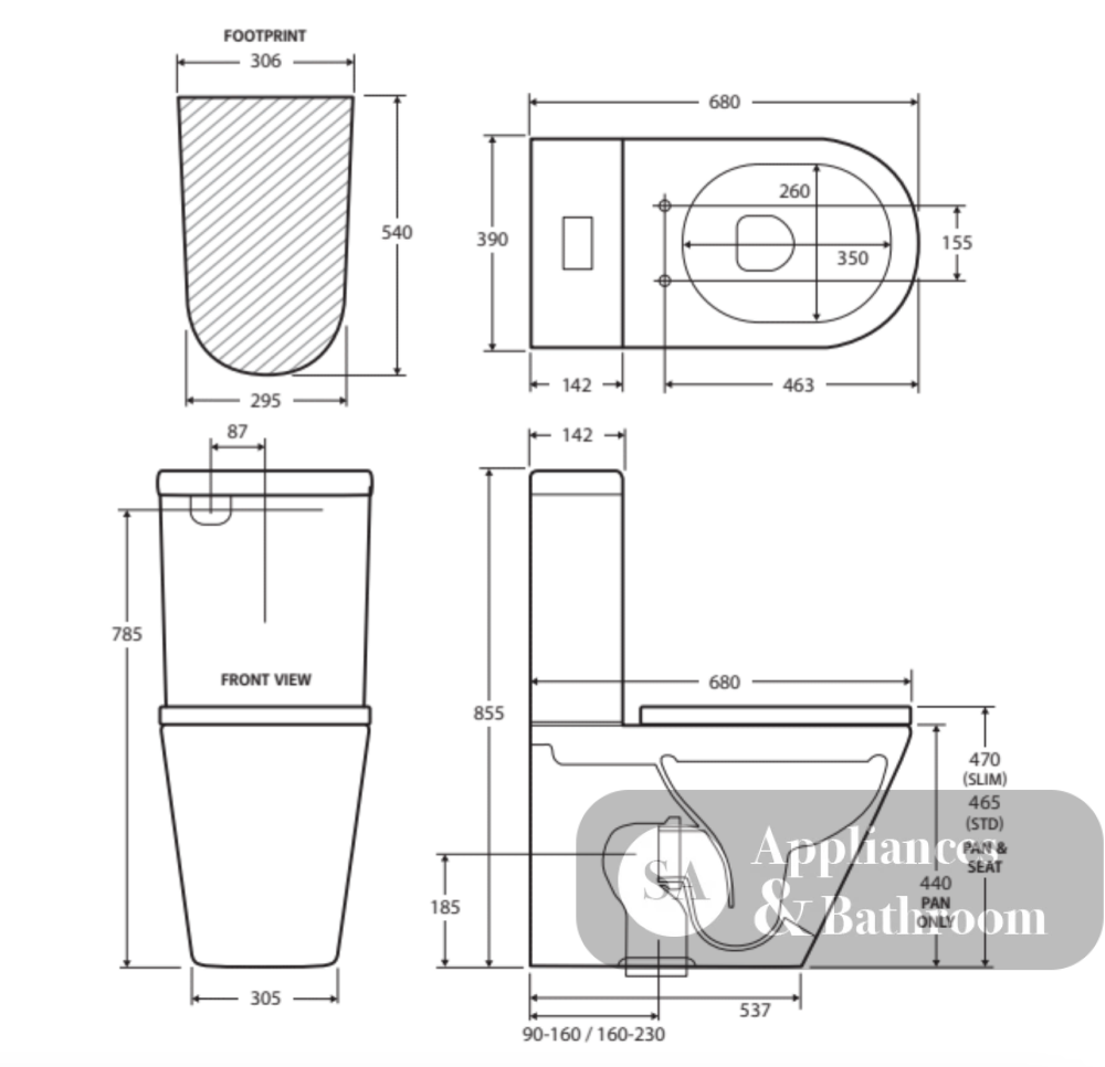 Fienza K021GEA-1 Geberit Kaya Tornado Back to Wall Toilet Suite Thick Seat S Trap 90-160 Gloss White - Toilet Suites