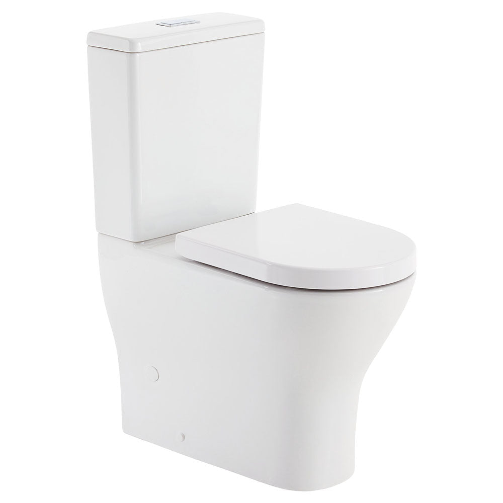 Fienza K028GEP Tono Rimless Tornado Back to Wall Toilet Suite & Geberit Cistern P-Trap Thick Seat Gloss White - Toilet