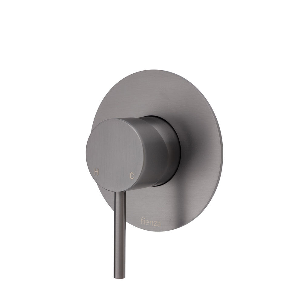 Fienza Kaya Large Round Plate Wall Mixer - Gunmetal Grey - Gunmetal Grey - Wall Mixer