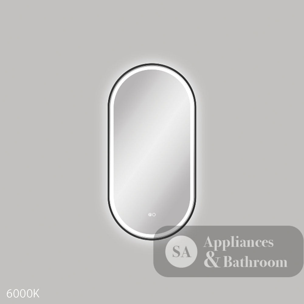 Fienza LED4590FPB Empire LED Matte Black Framed Mirror 450 x 900mm - Mirrors